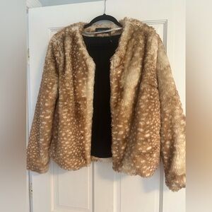 Faux fur deer print jacket